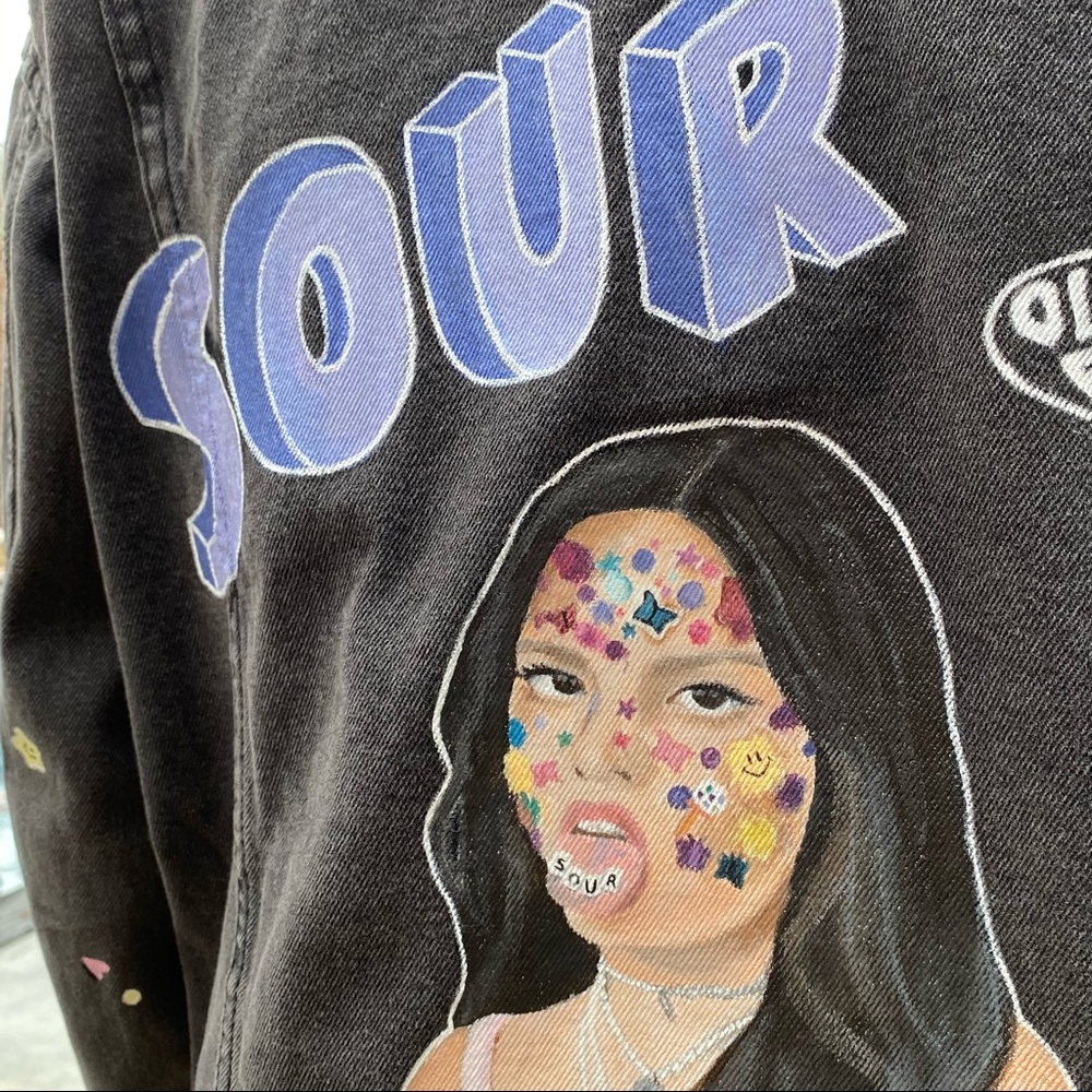 Olivia Rodrigo ORIGINAL hand-painted black denim jacket